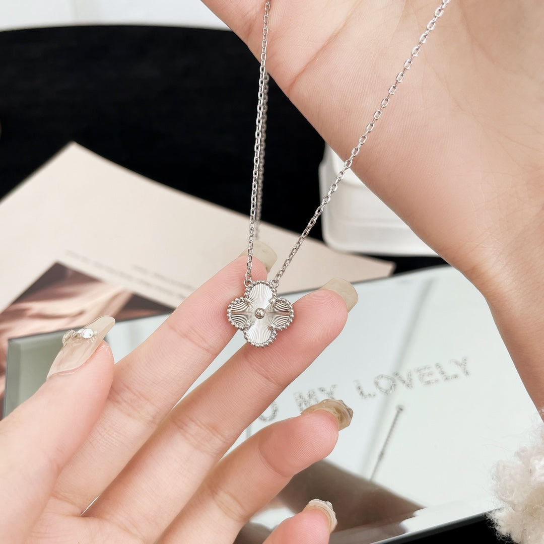 gold resin clover Necklace for women - product detail view