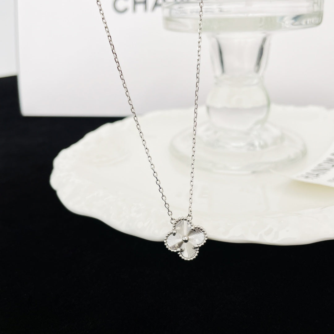 gold resin clover Necklace for women - alternate angle view 6