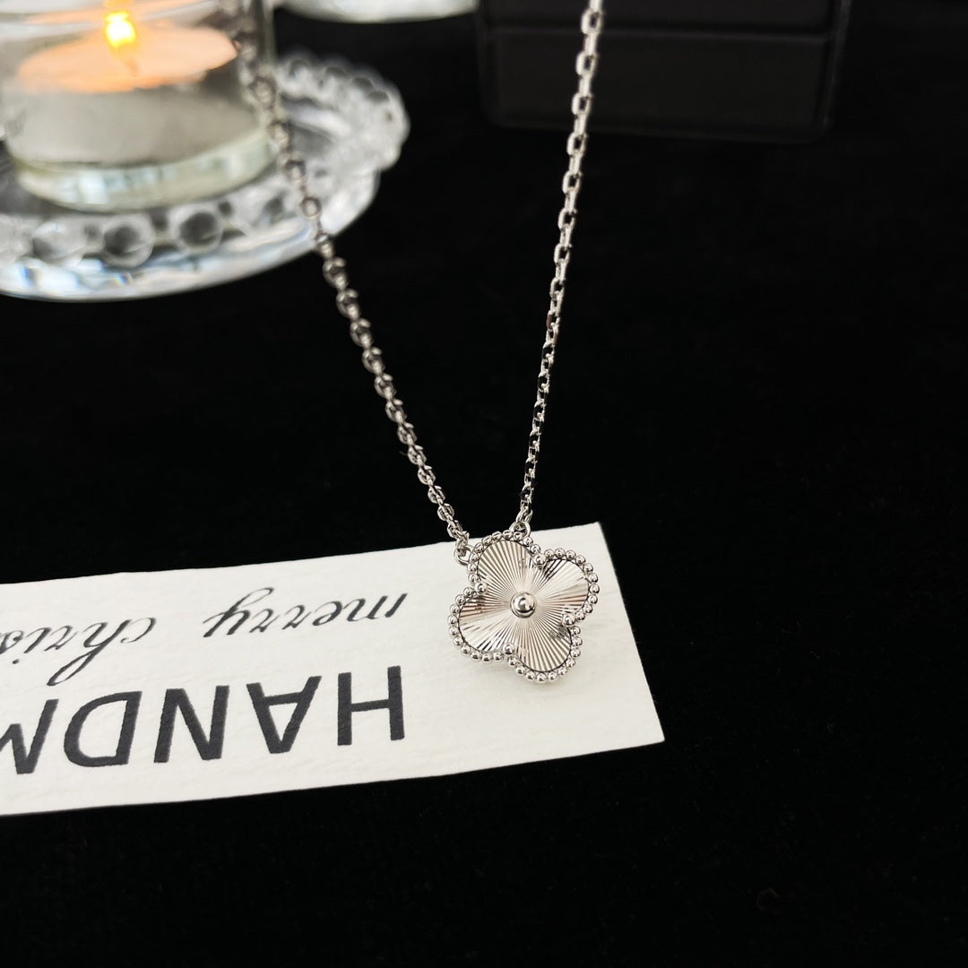 gold resin clover Necklace for women - alternate angle view 2