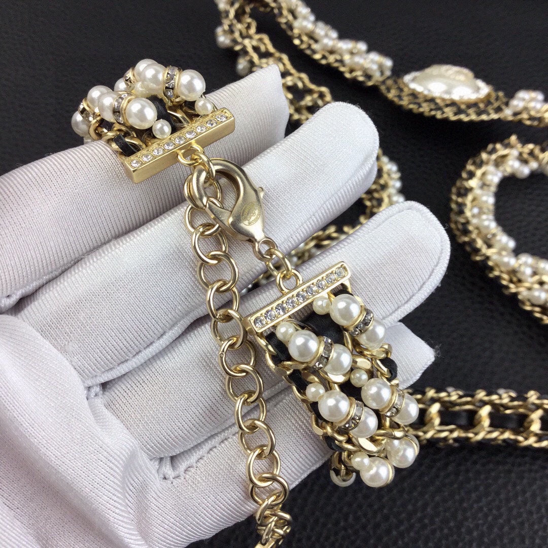 yellow brass pearl Waist Chain for women - alternate angle view 8