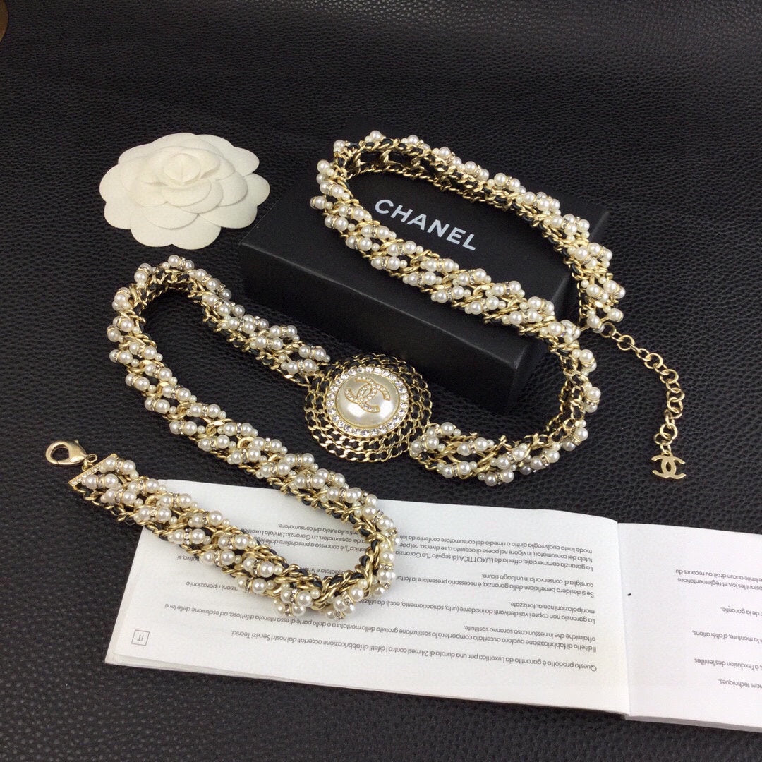 yellow brass pearl Waist Chain for women - alternate angle view 5