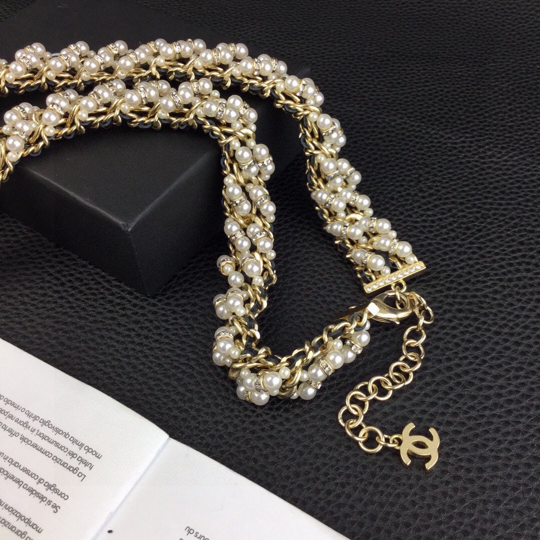 yellow brass pearl Waist Chain for women - alternate angle view 3