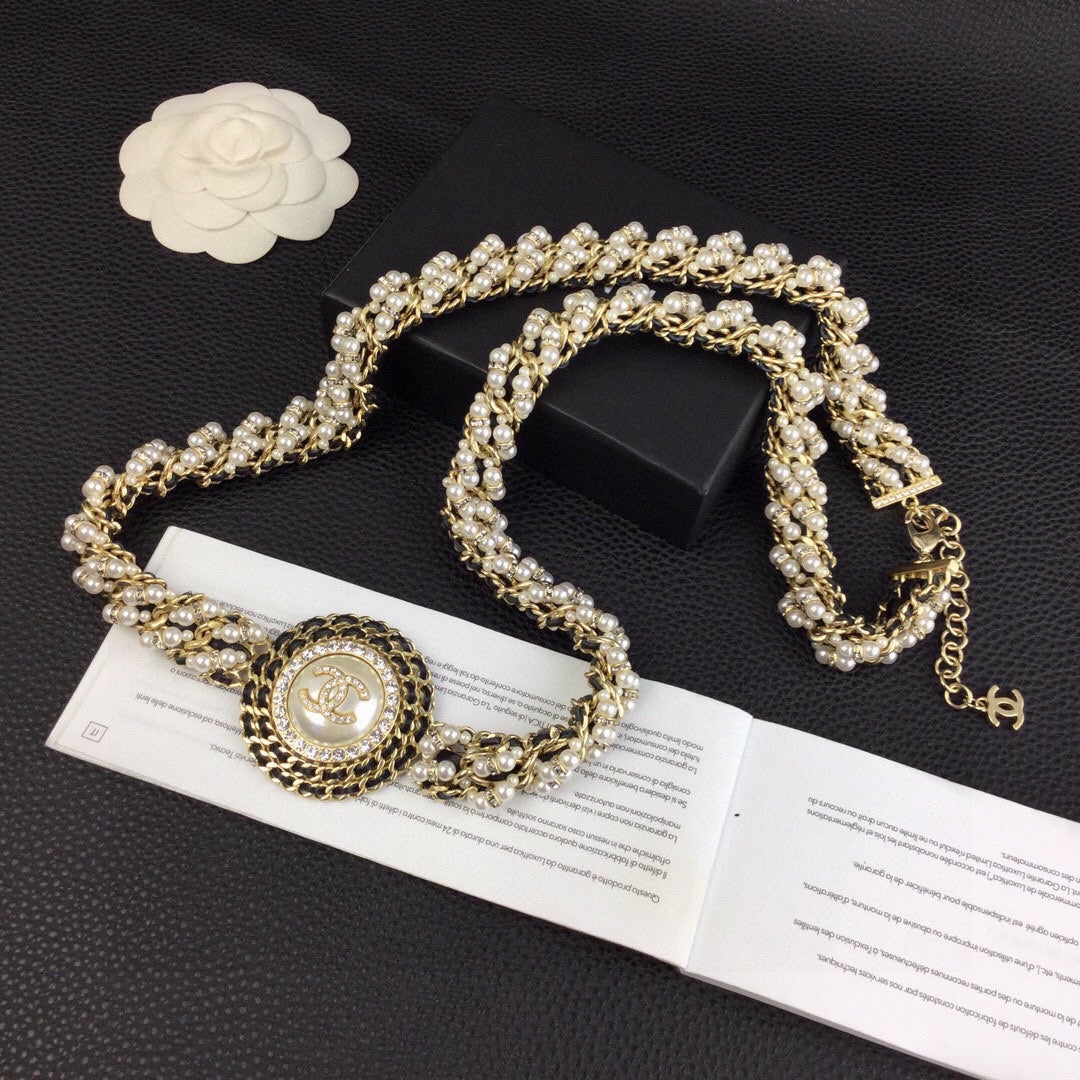 yellow brass pearl Waist Chain for women - alternate angle view 4