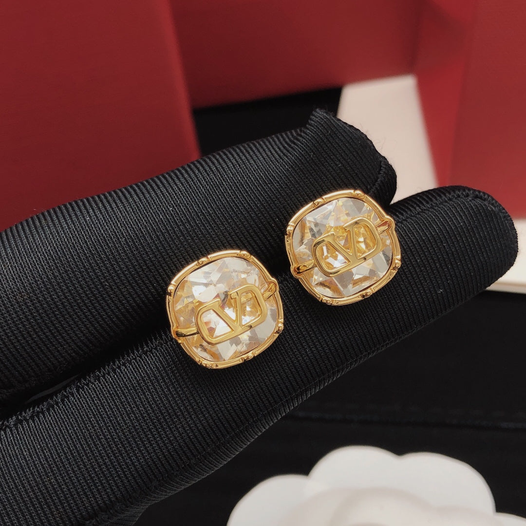 white crystal Stud Earrings for women - product detail view