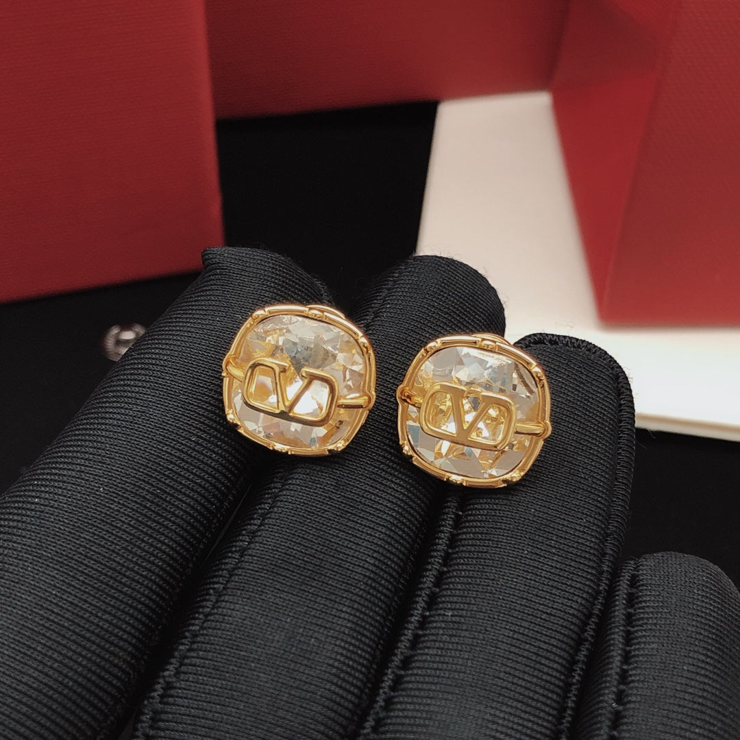 white crystal Stud Earrings for women - alternate angle view 6