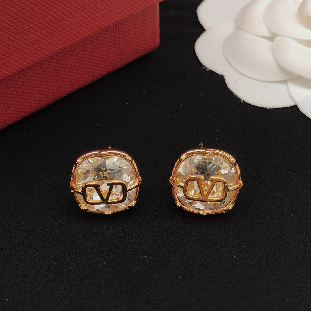 white crystal Stud Earrings for women - alternate angle view 7