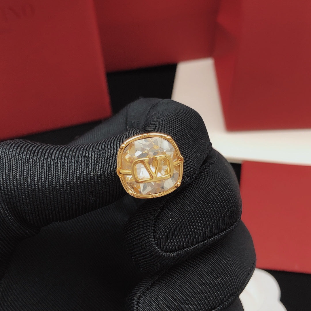 white crystal Stud Earrings for women - alternate angle view 2