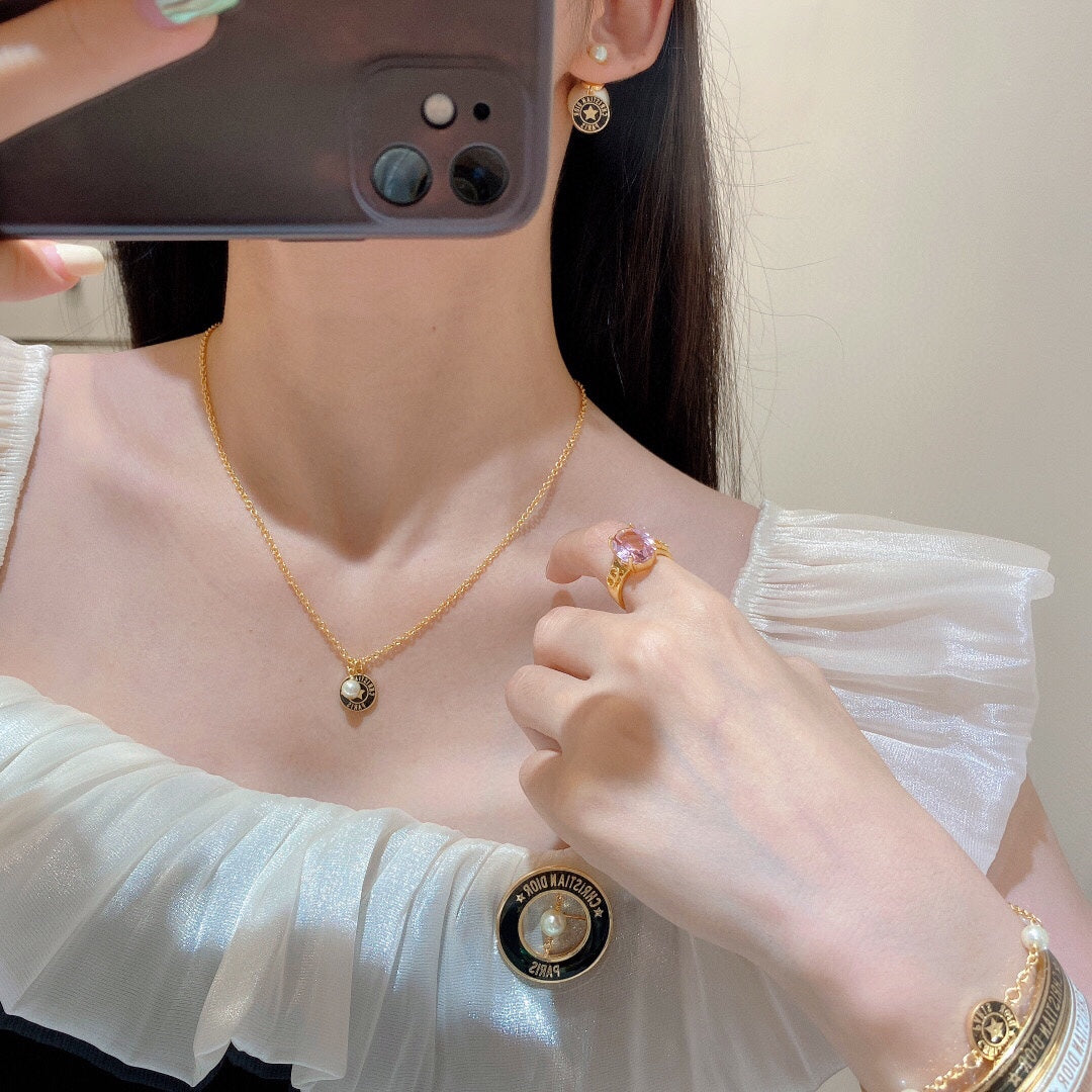 gold pearl letter fashion accessory for women - alternate angle view 8