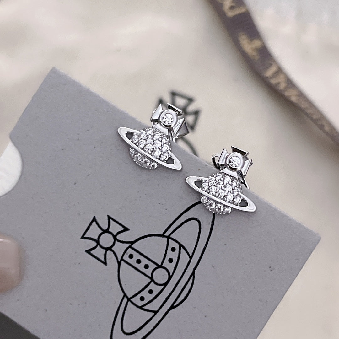 gold crystal rhinestone Stud Earrings for kids - alternate angle view 3
