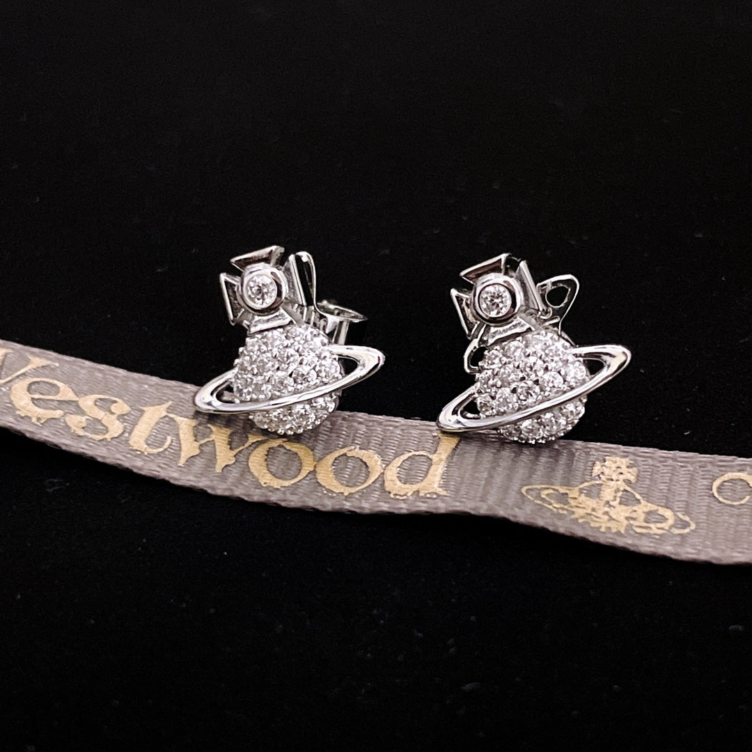 gold crystal rhinestone Stud Earrings for kids - alternate angle view 4