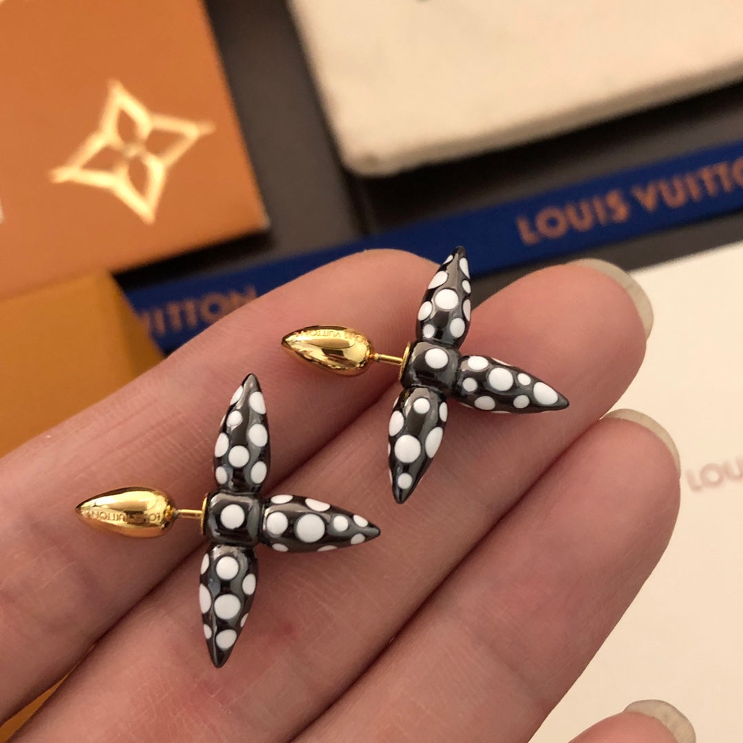 gray 18k gold plate cross Drop Earrings for women - alternate angle view 5