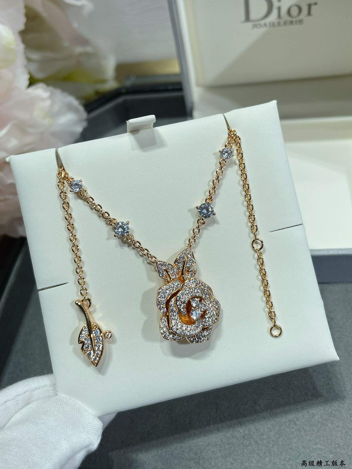 rose floral Necklace for women - alternate angle view 2