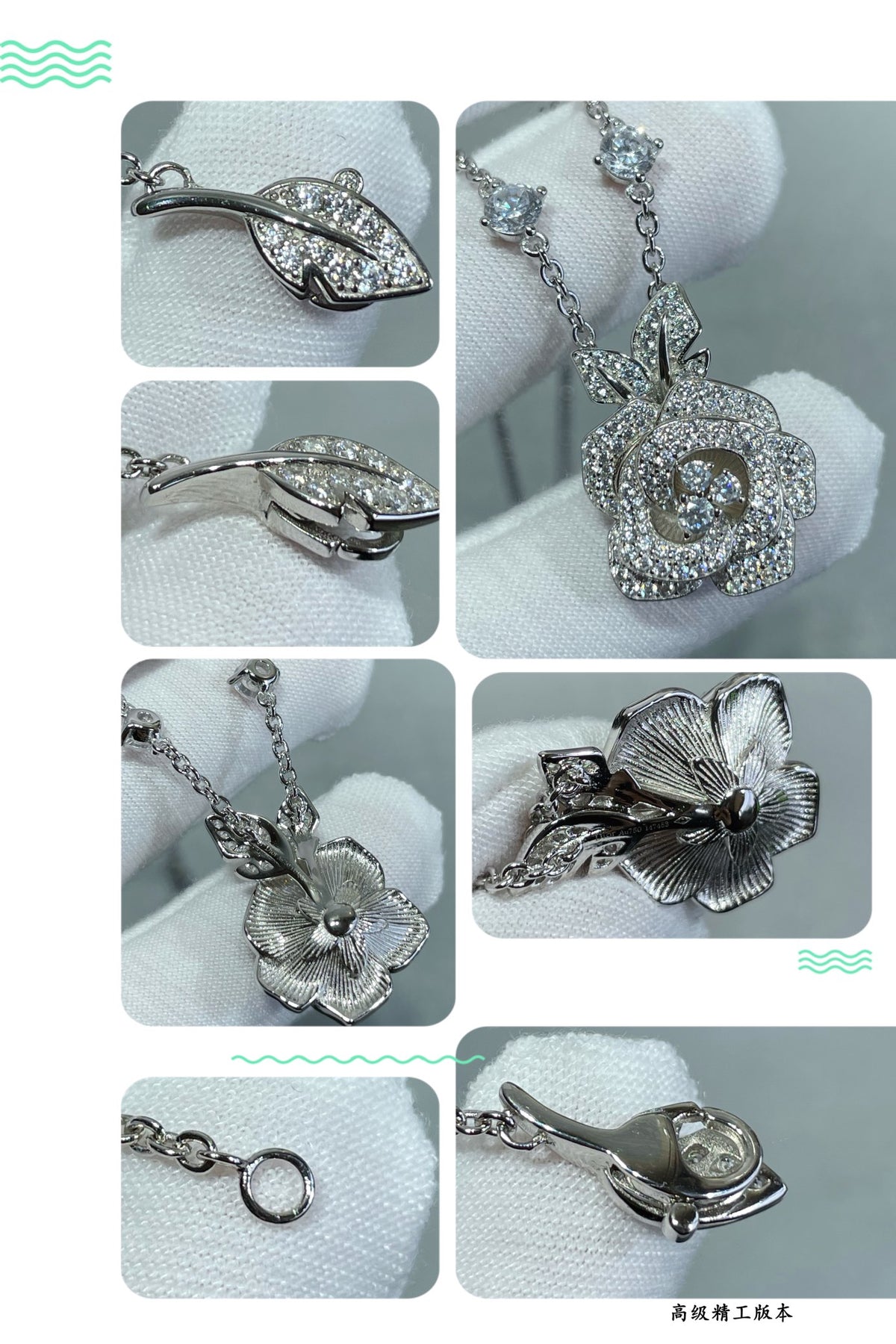 rose floral Necklace for women - alternate angle view 4