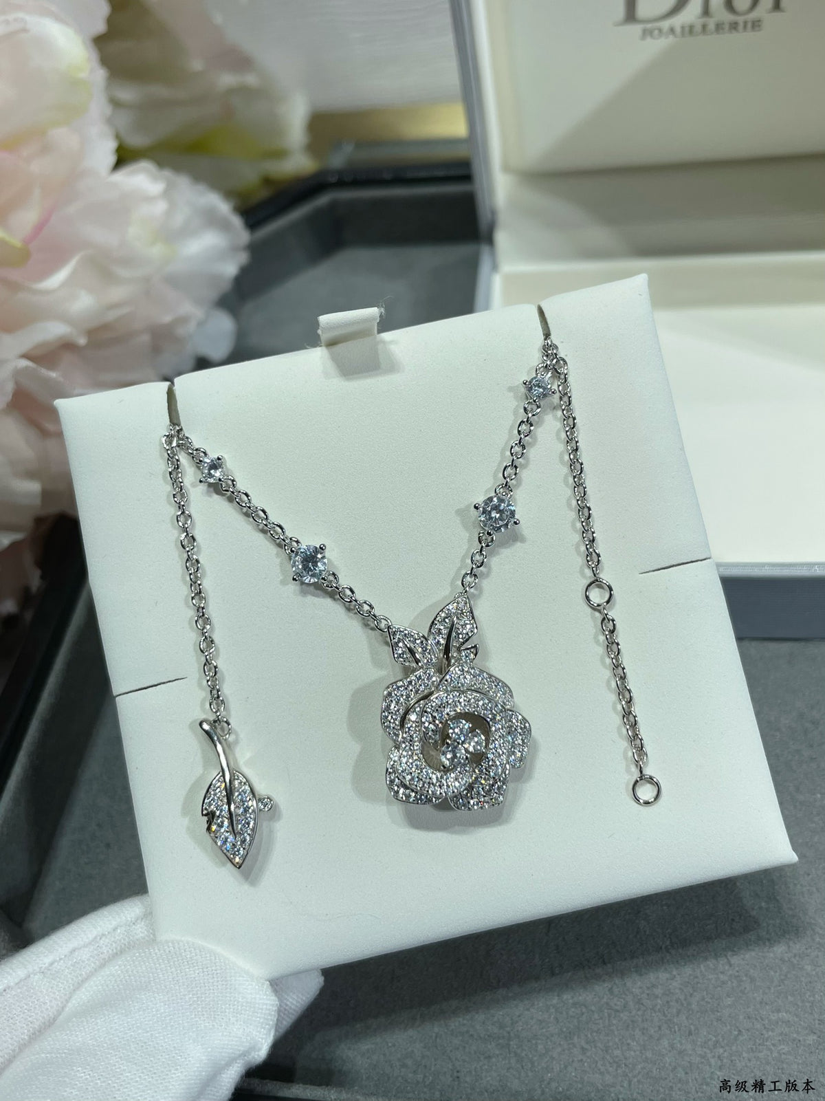 rose floral Necklace for women - product detail view