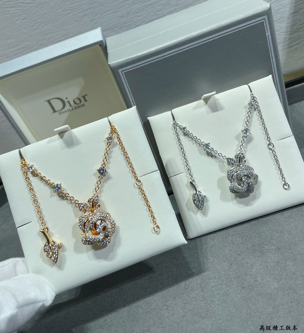 rose floral Necklace for women - alternate angle view 3