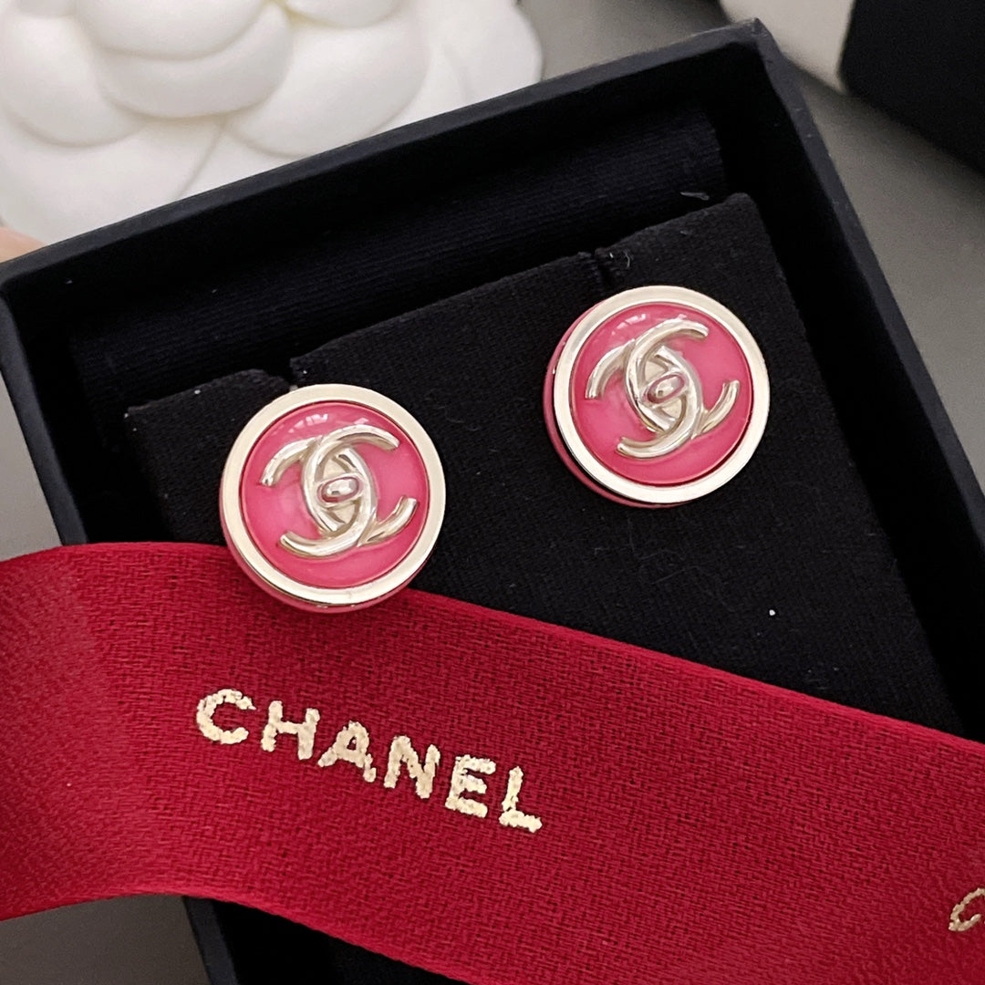 pink acrylic Stud Earrings for kids - alternate angle view 2