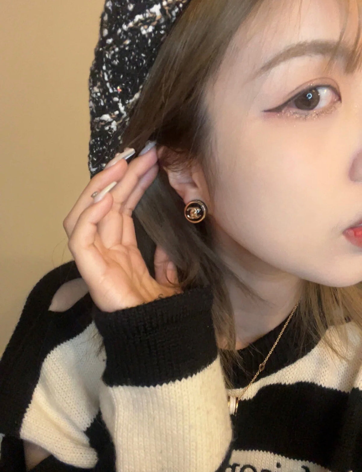 pink acrylic Stud Earrings for kids - alternate angle view 9