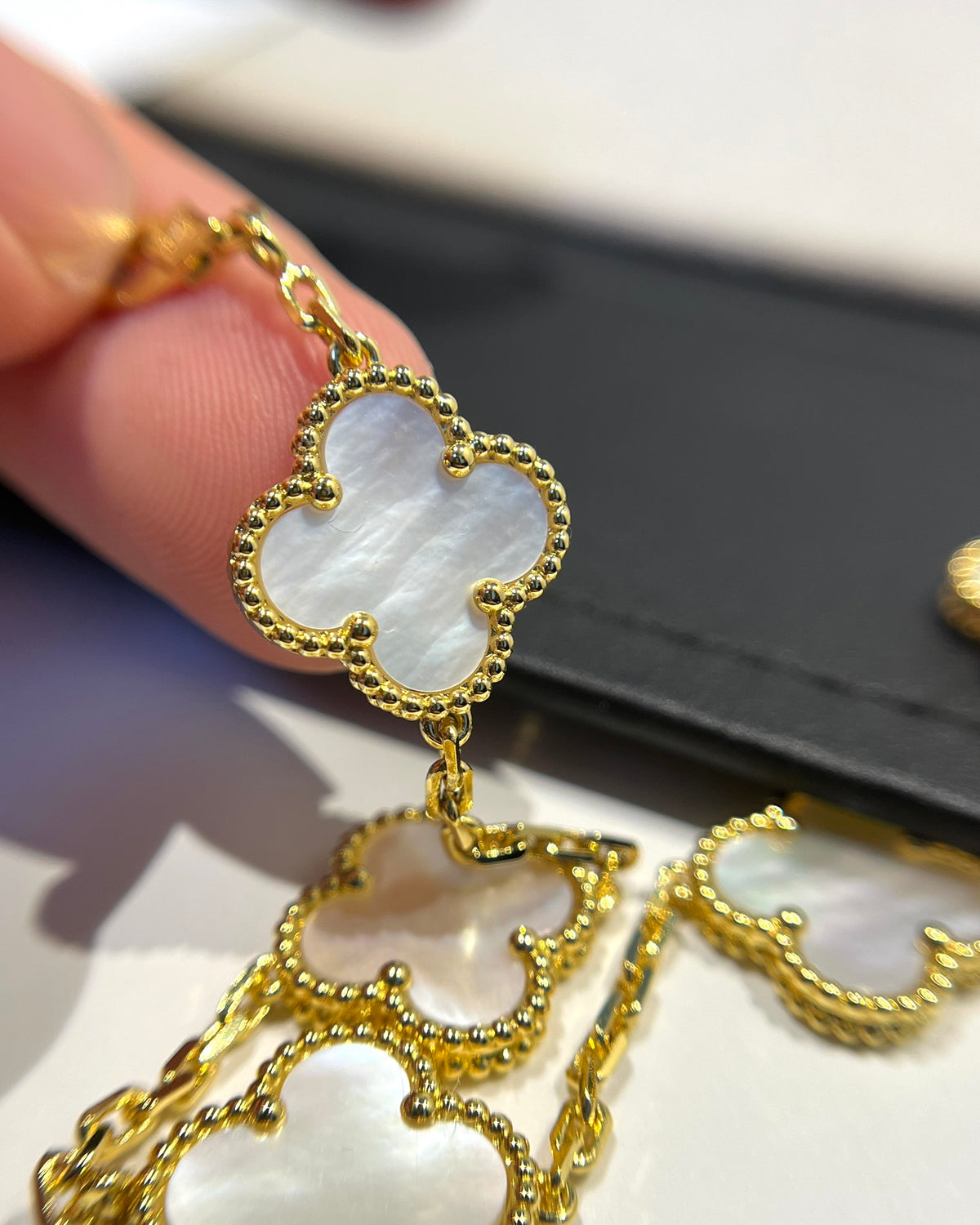 gold mother of pearl floral Bracelet for women - alternate angle view 8