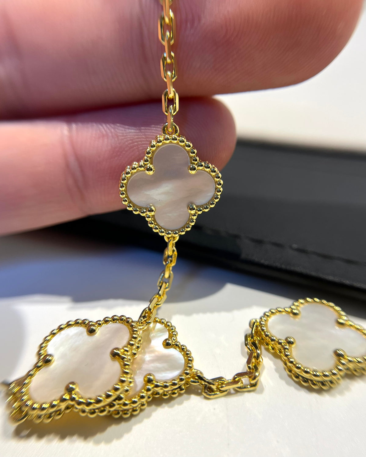 gold mother of pearl floral Bracelet for women - alternate angle view 6