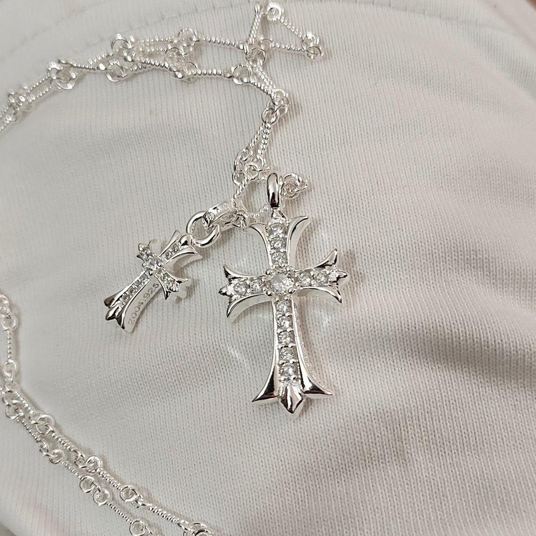 silver cross Necklace for women - product detail view