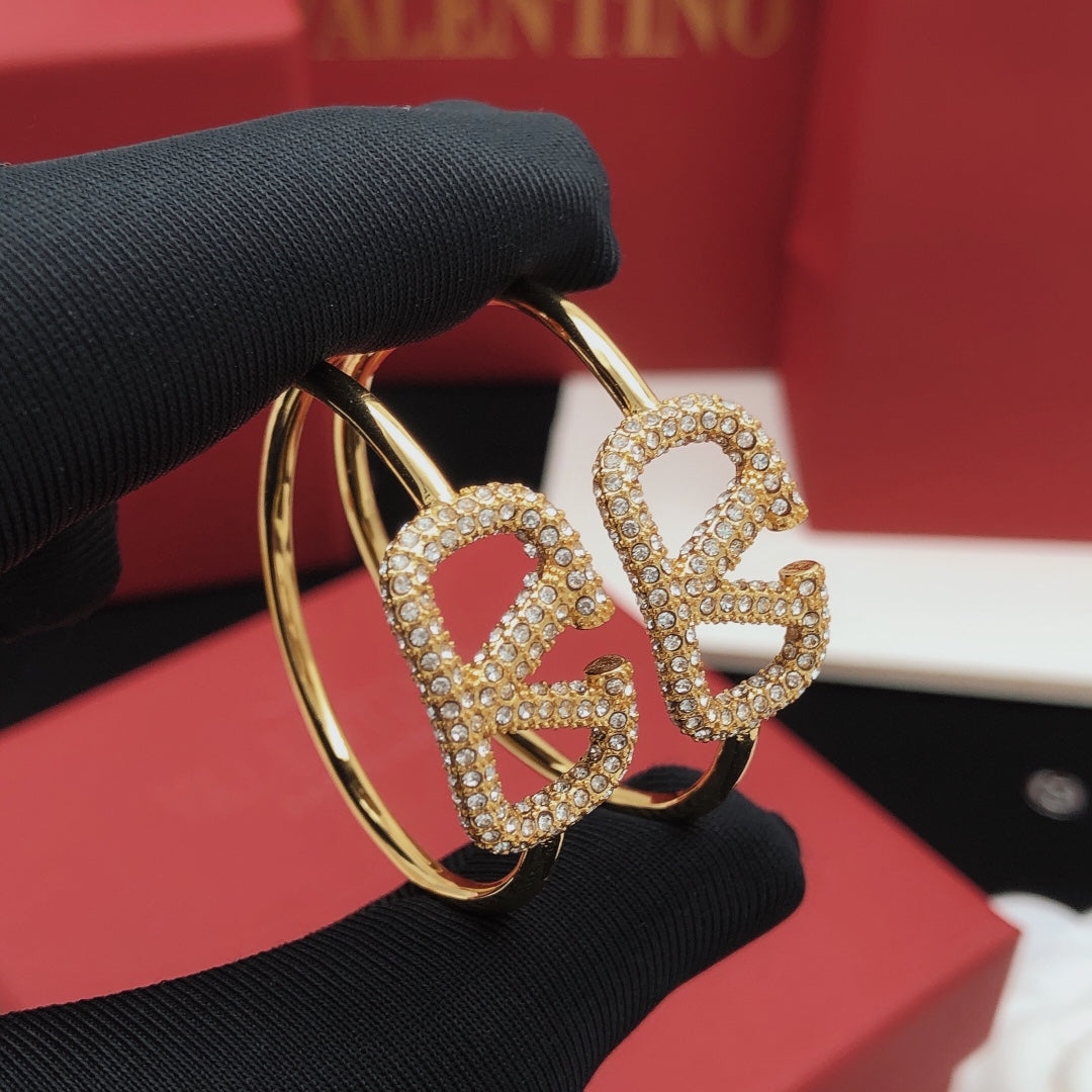 yellow brass crystal inlaid Drop Earrings for women - product detail view