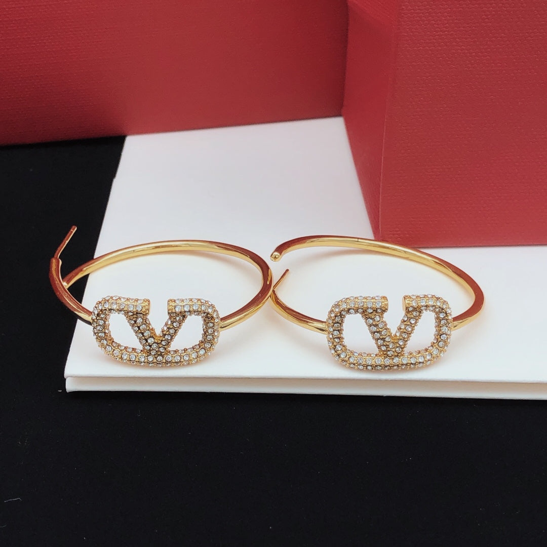 yellow brass crystal inlaid Drop Earrings for women - alternate angle view 5