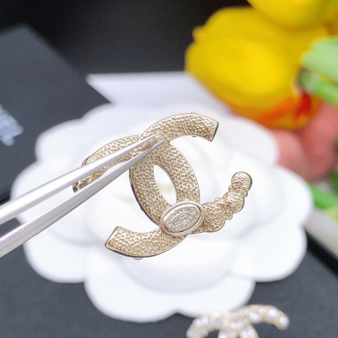 beige brass crystal inlaid Stud Earrings for women - alternate angle view 8