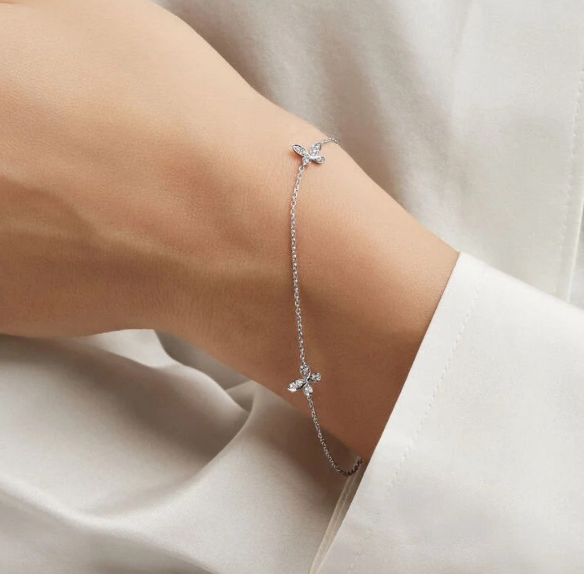 gold cubic zirconia butterfly Bracelet for women - alternate angle view 4