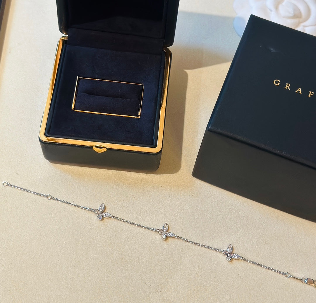 gold cubic zirconia butterfly Bracelet for women - alternate angle view 3