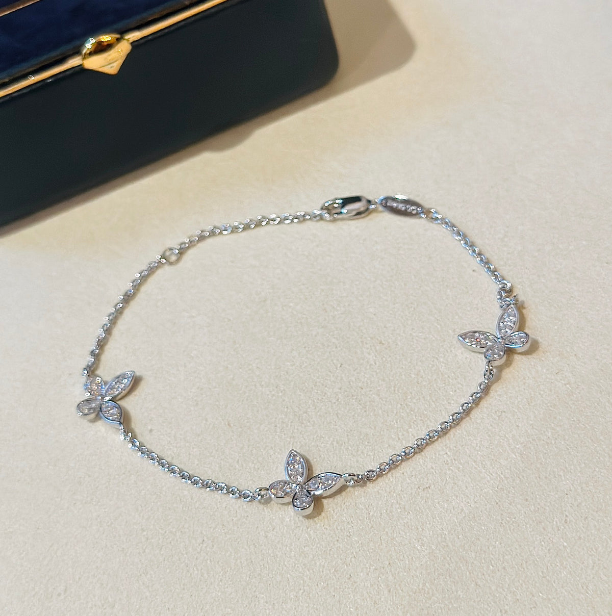 gold cubic zirconia butterfly Bracelet for women - alternate angle view 8