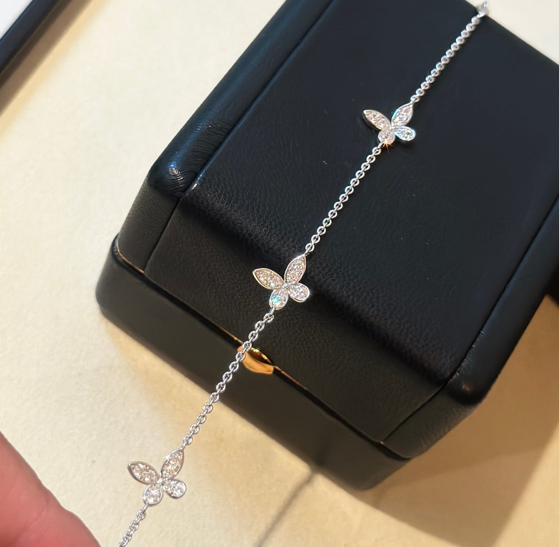 gold cubic zirconia butterfly Bracelet for women - alternate angle view 7