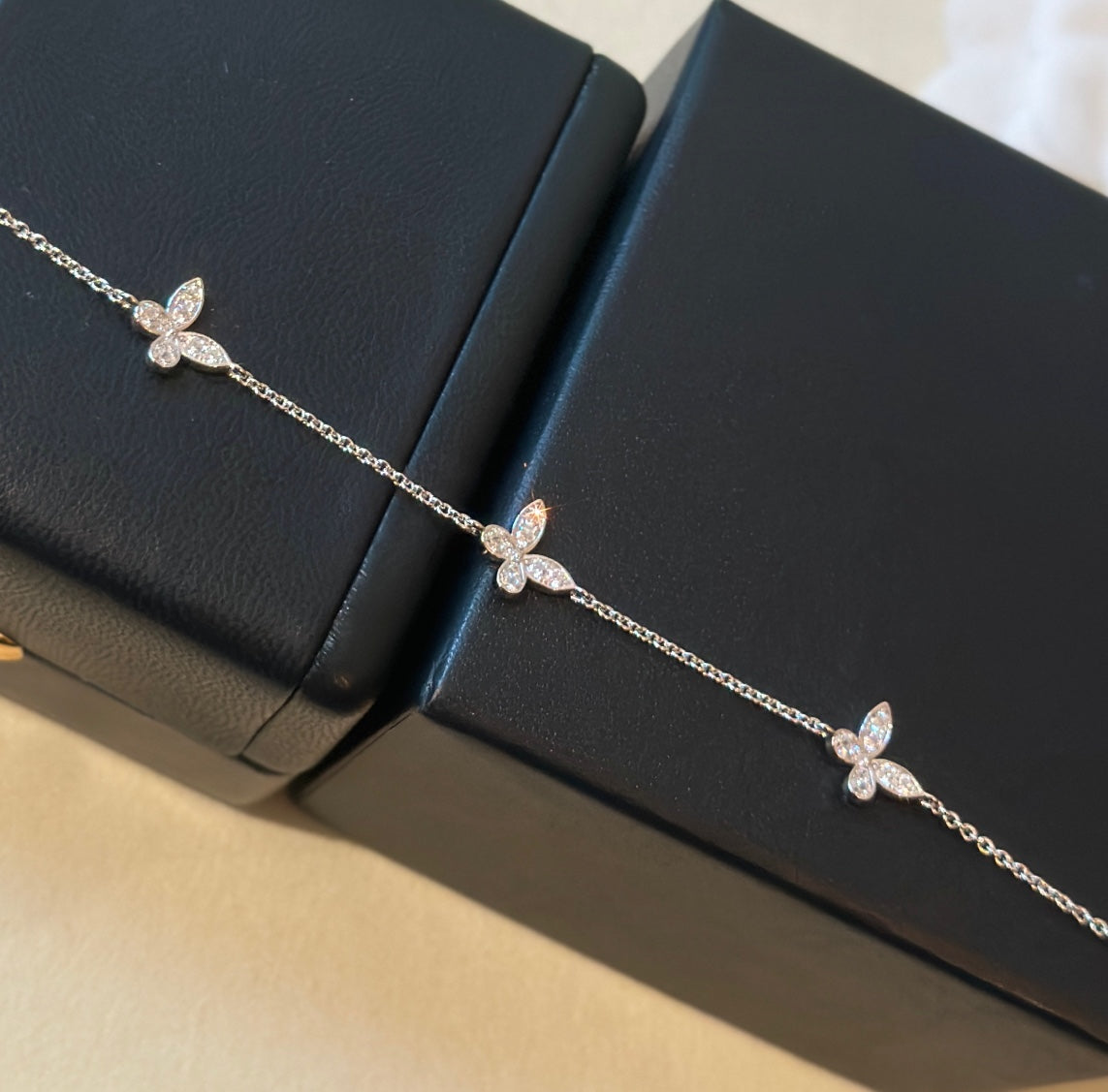 gold cubic zirconia butterfly Bracelet for women - alternate angle view 5