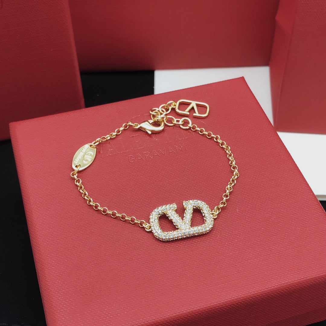 yellow brass crystal inlaid Bracelet for women - alternate angle view 2