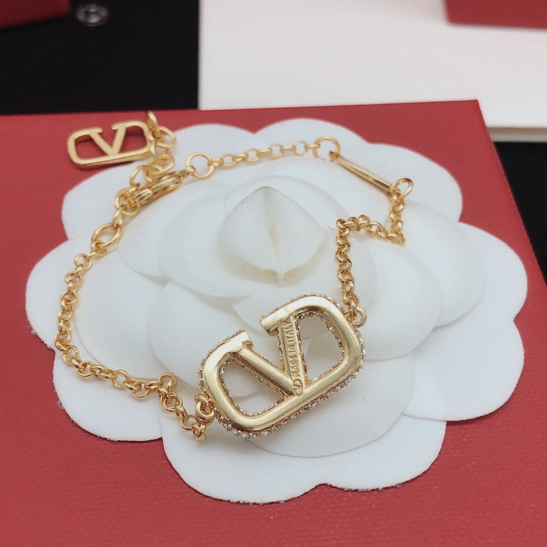 yellow brass crystal inlaid Bracelet for women - alternate angle view 7
