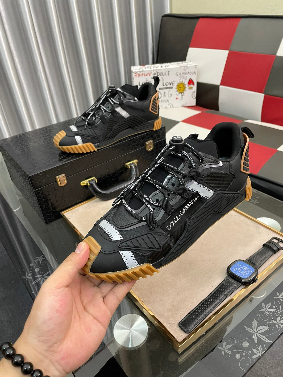 Dolce & Gabbana DG Silk Calfskin & Nubuck Casual Sneakers