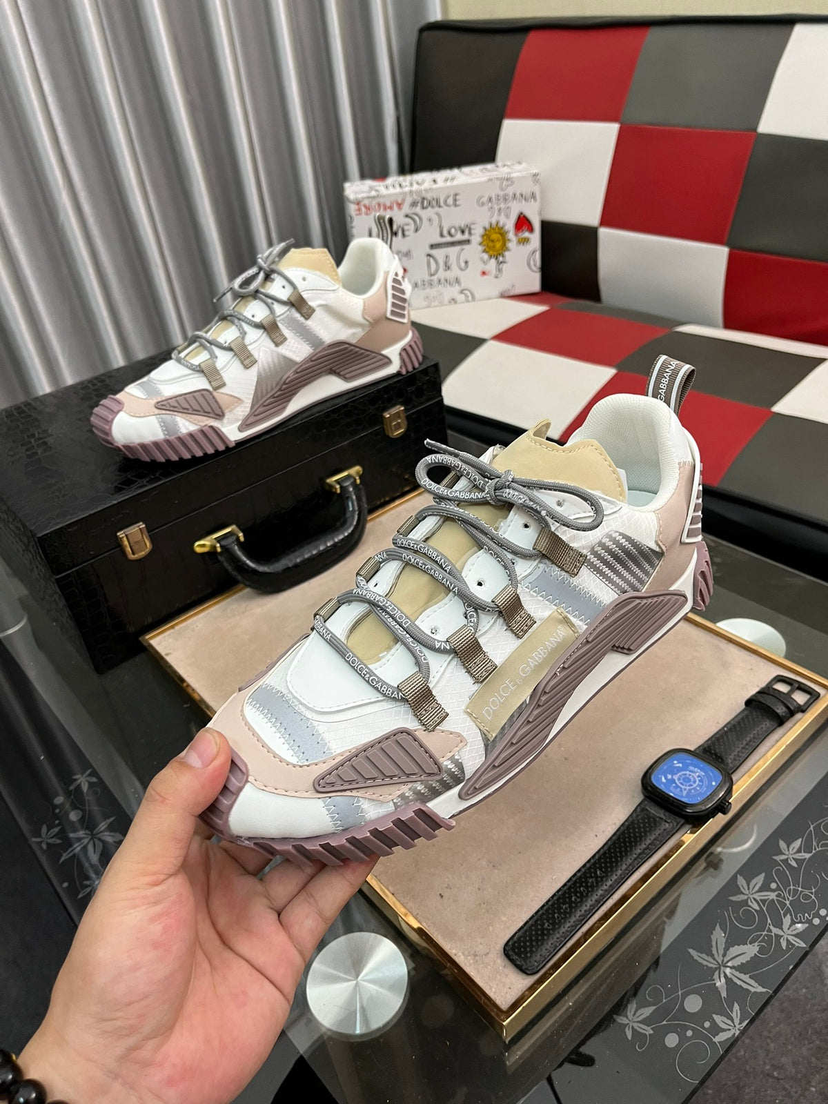Dolce & Gabbana DG Silk Calfskin & Nubuck Casual Sneakers