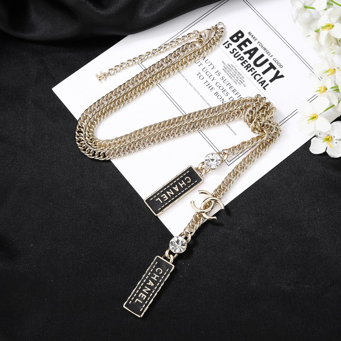 yellow brass double c Waist Chain for women - product detail view