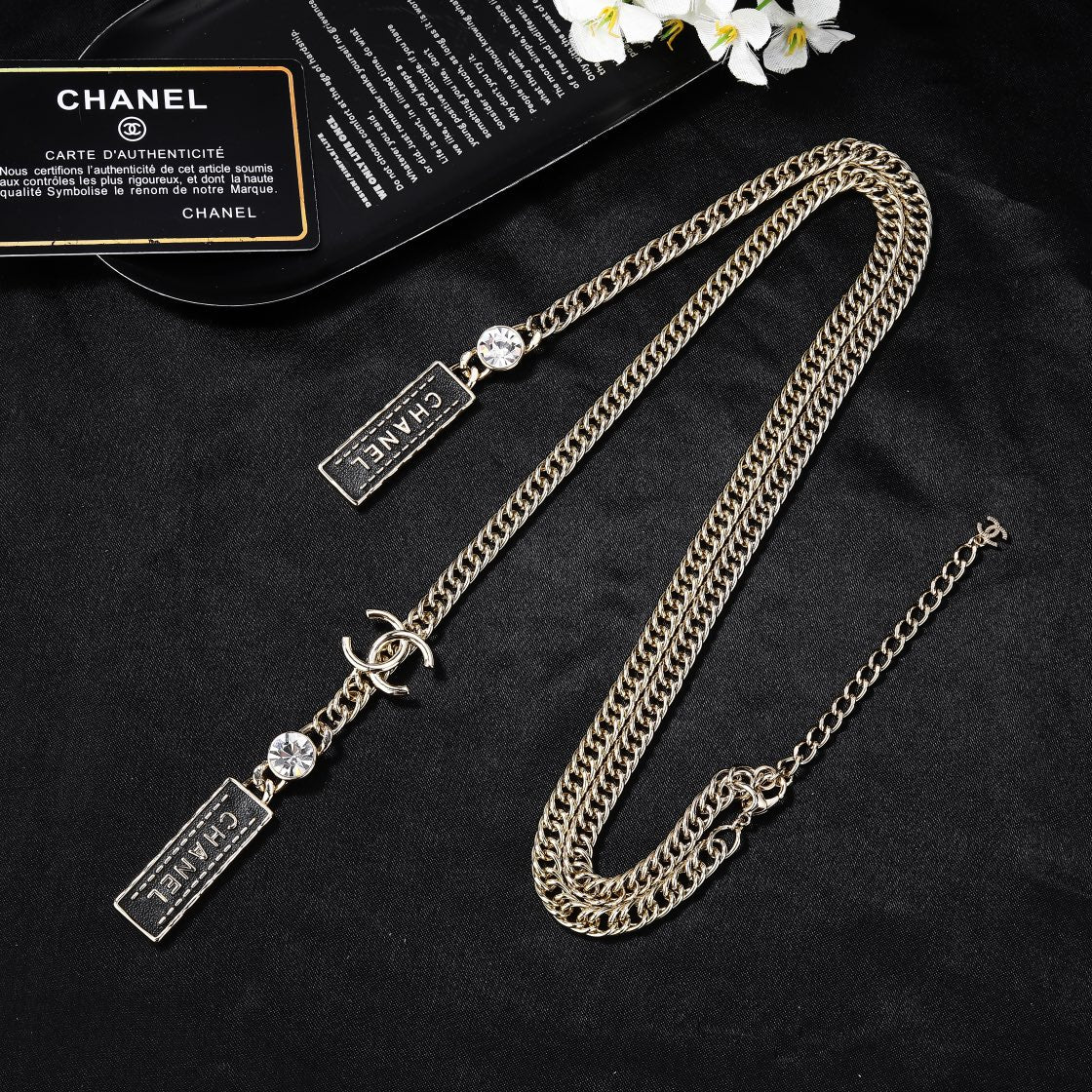 yellow brass double c Waist Chain for women - alternate angle view 6