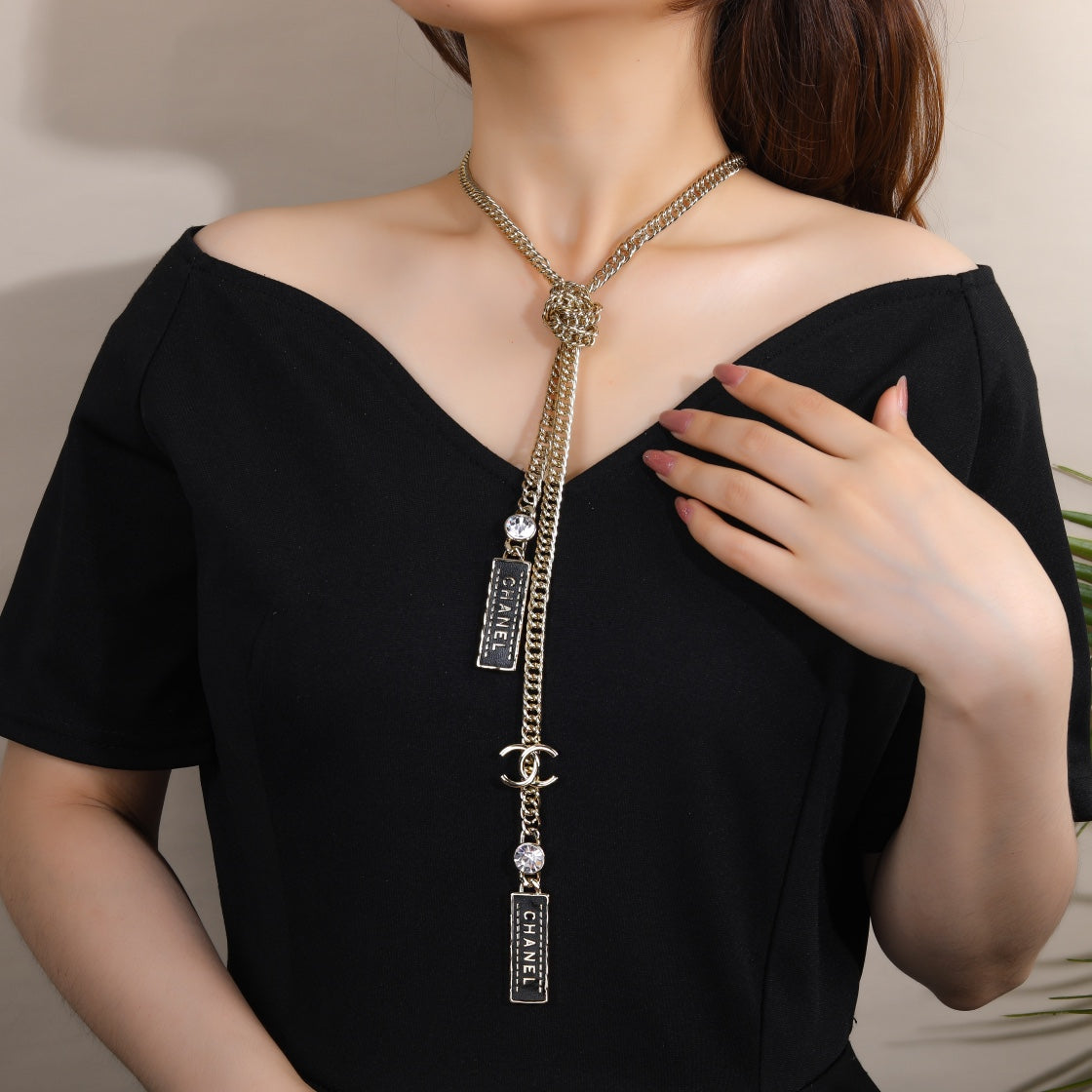 yellow brass double c Waist Chain for women - alternate angle view 2