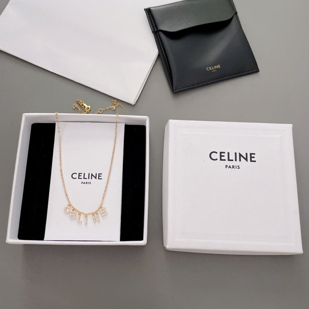gold crystal letter Necklace for women - alternate angle view 5