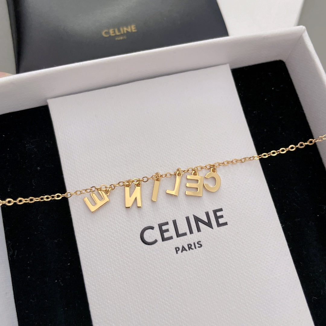 gold crystal letter Necklace for women - alternate angle view 3
