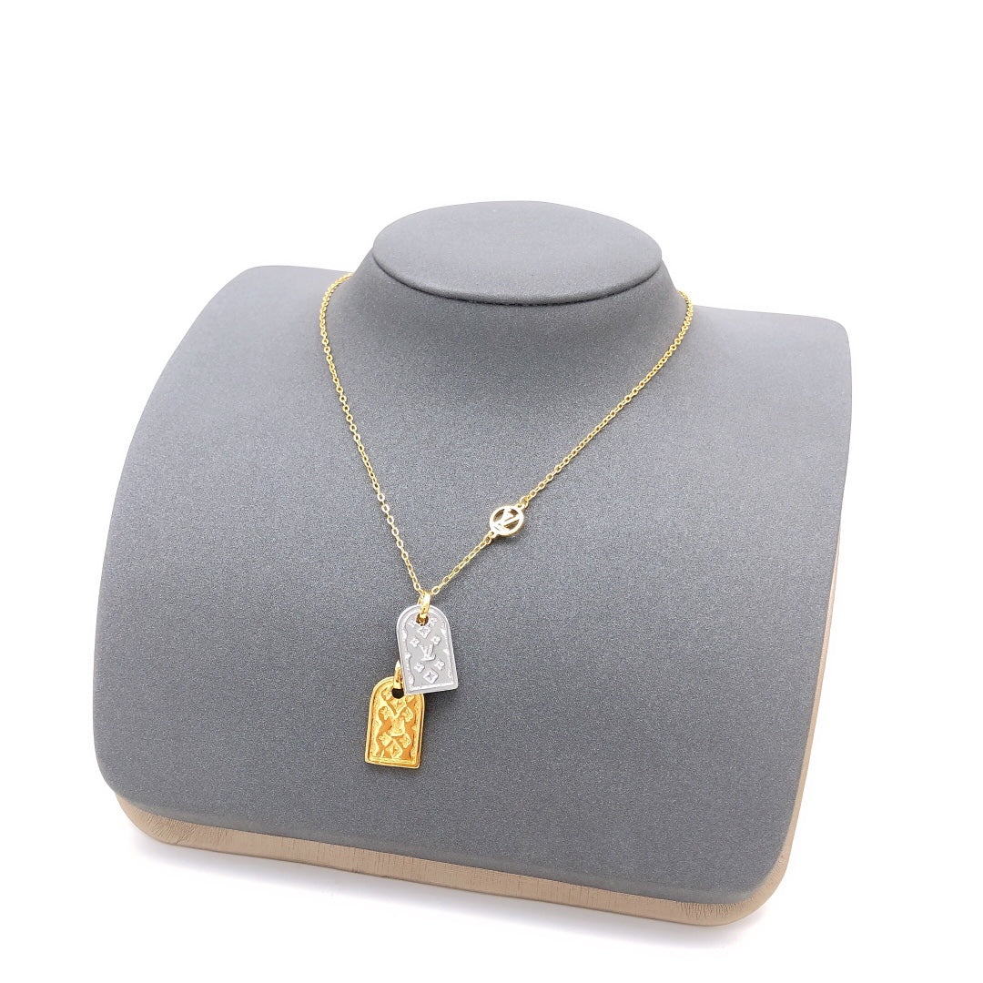 yellow brass Necklace for women - product detail view