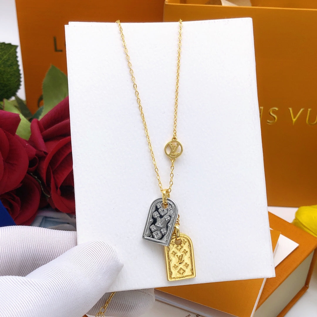 yellow brass Necklace for women - alternate angle view 3