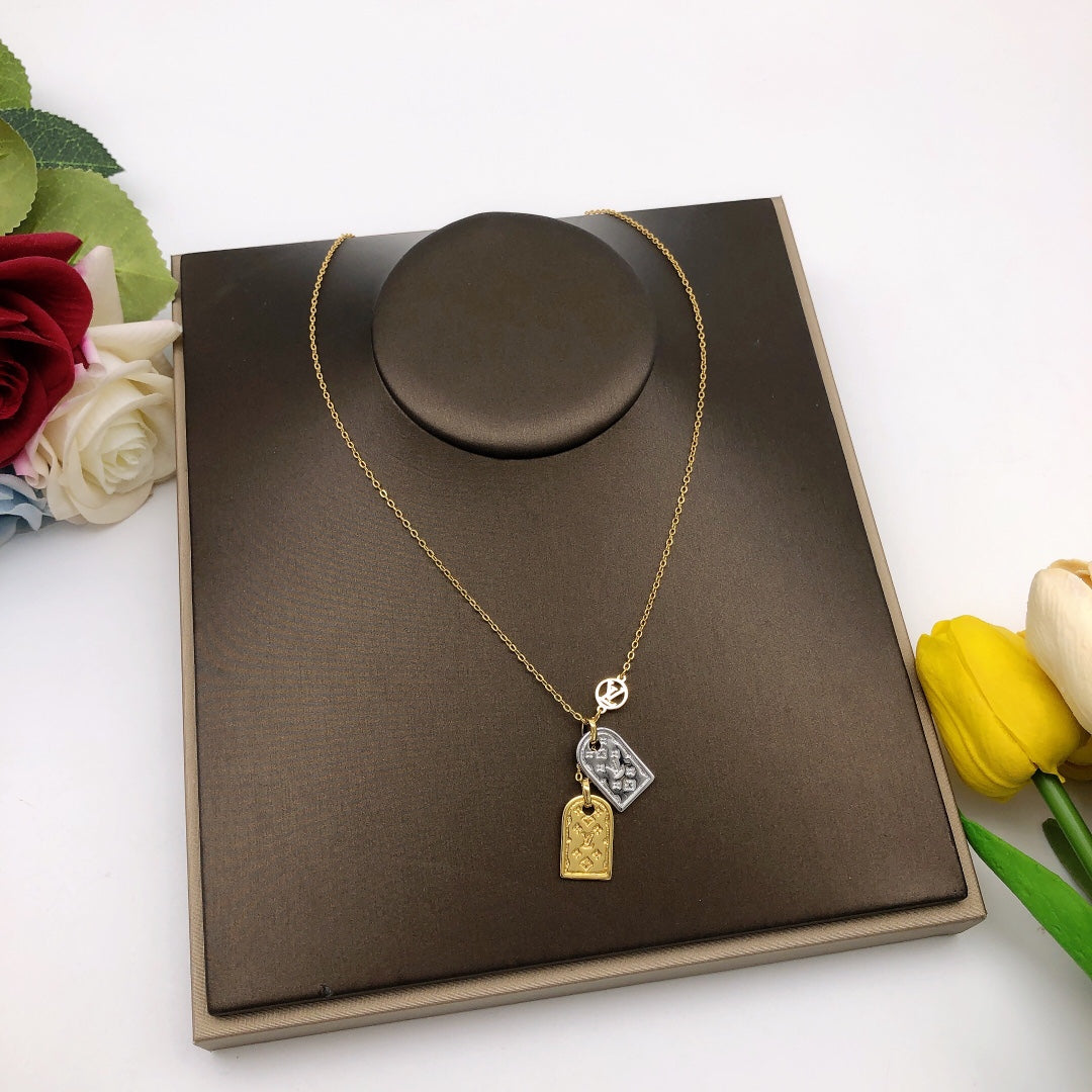 yellow brass Necklace for women - alternate angle view 2
