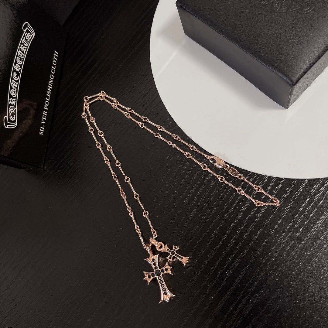 rose gold rose Necklace for men - alternate angle view 8