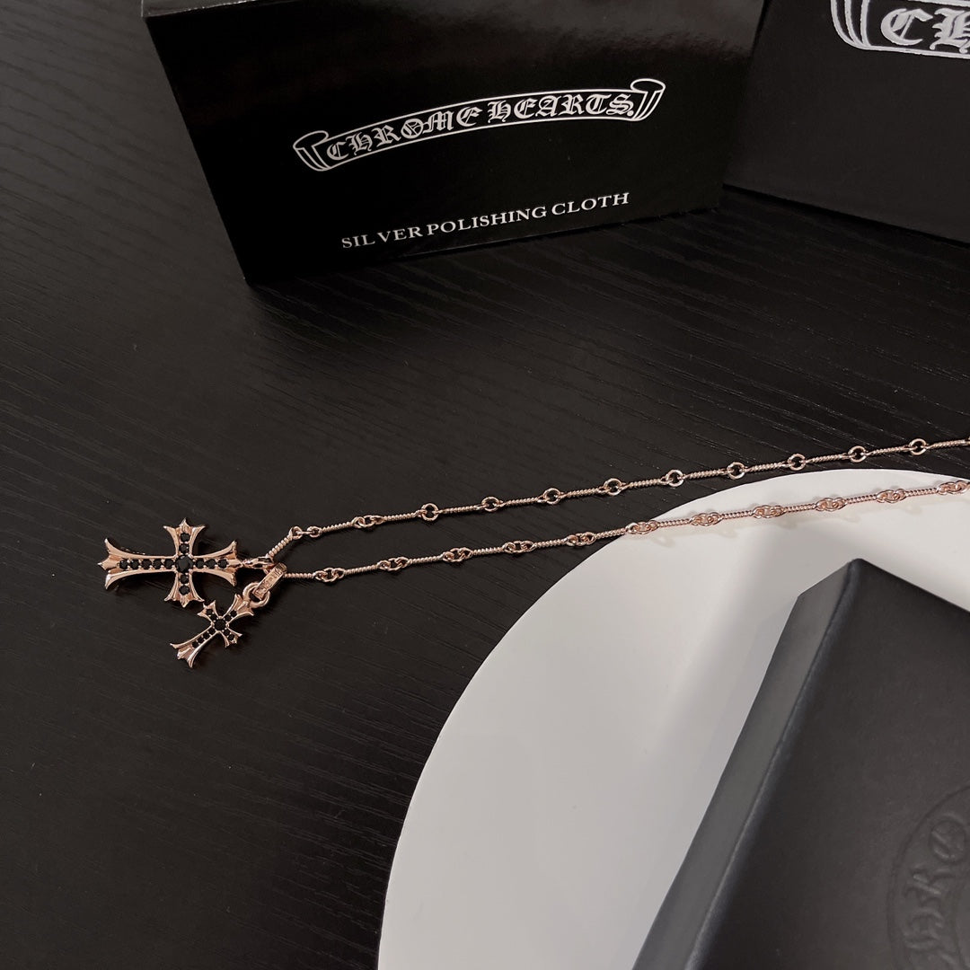 rose gold rose Necklace for men - alternate angle view 5