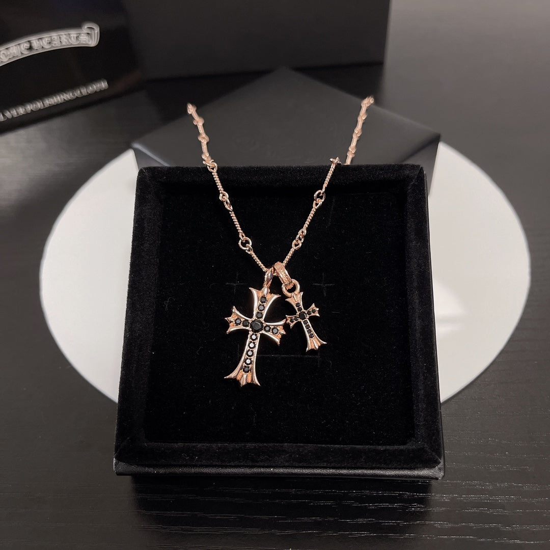 rose gold rose Necklace for men - product detail view
