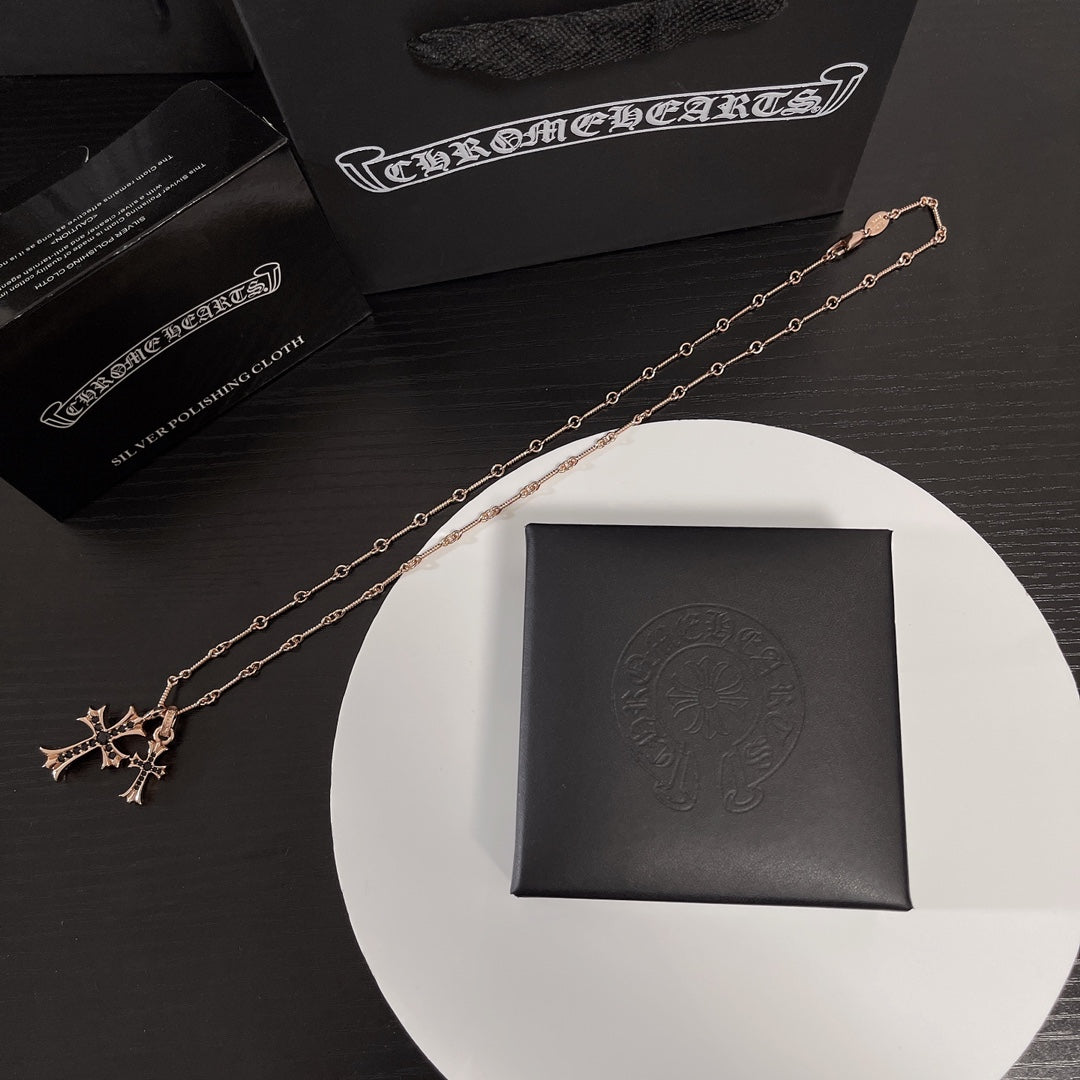 rose gold rose Necklace for men - alternate angle view 6