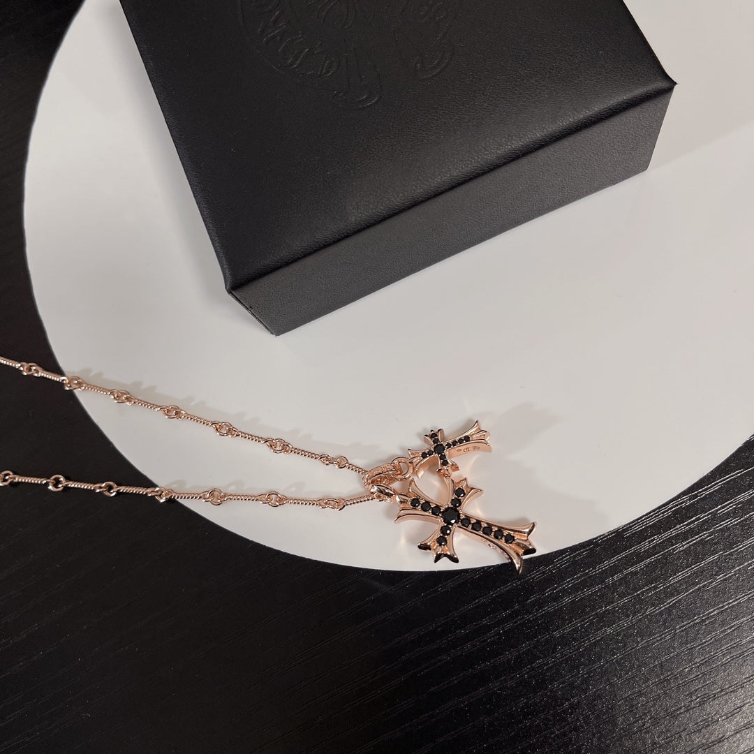 rose gold rose Necklace for men - alternate angle view 7