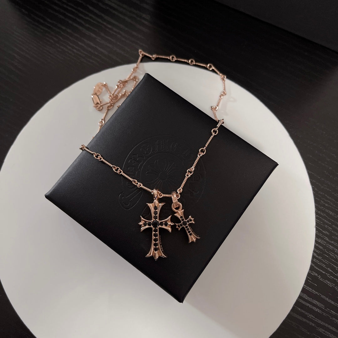 rose gold rose Necklace for men - alternate angle view 4